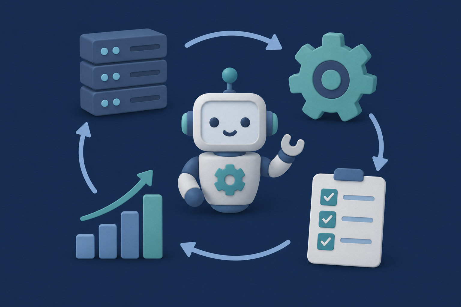 An automation bot routes technology workloads through a continuous optimization cycle.